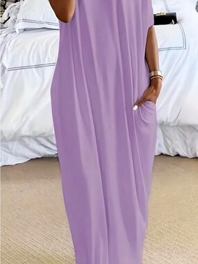 Lavender Sleeveless Maxi Dress with Pockets - Women